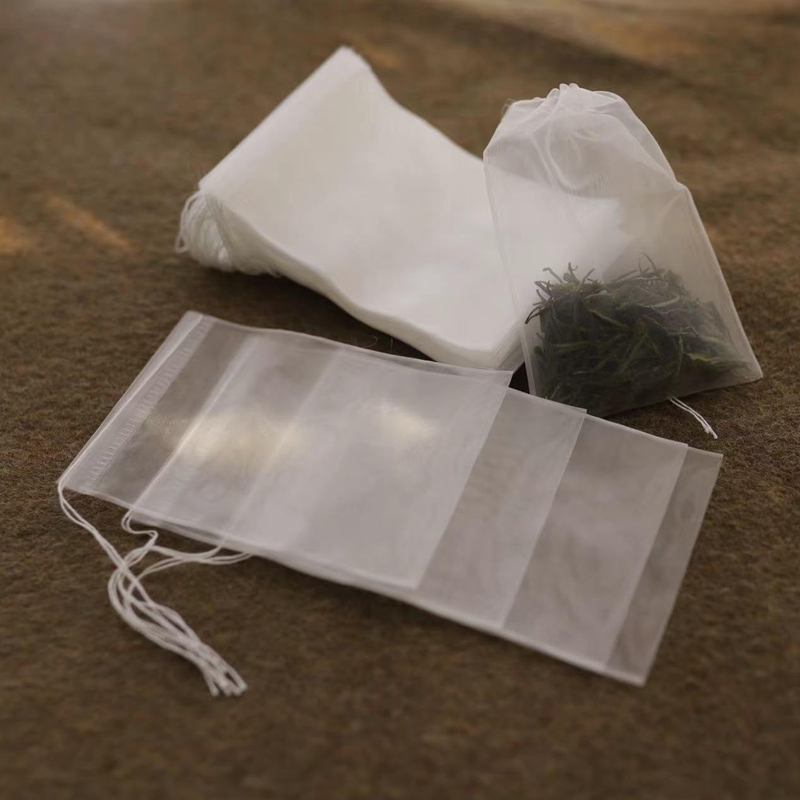 200/500 個空の使い捨てナイロンティーバッグメッシュ茶注入器バッグハーブスパイスフィルターストレーナーバッグ文字列ティーバッグ