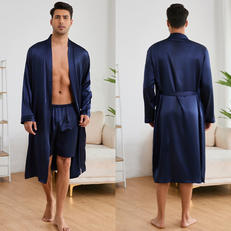 メンズローブショーツスーツ無地ホーム服バスローブショーツスーツ薄いパジャマ