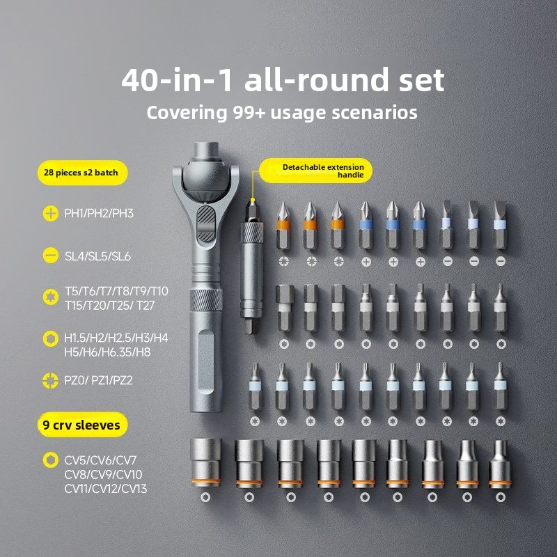 40 in 1 RS2 ラチェットドライバーセット、正回転と逆回転の家庭用高硬度多機能ドライバー