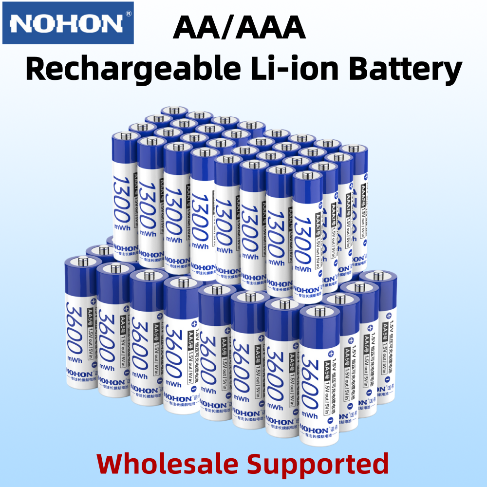 Nohon 充電式バッテリー 1.5V AA AAA リチウム電池コンピュータ時計ラジオビデオゲームデジタルカメラ卸売サポート