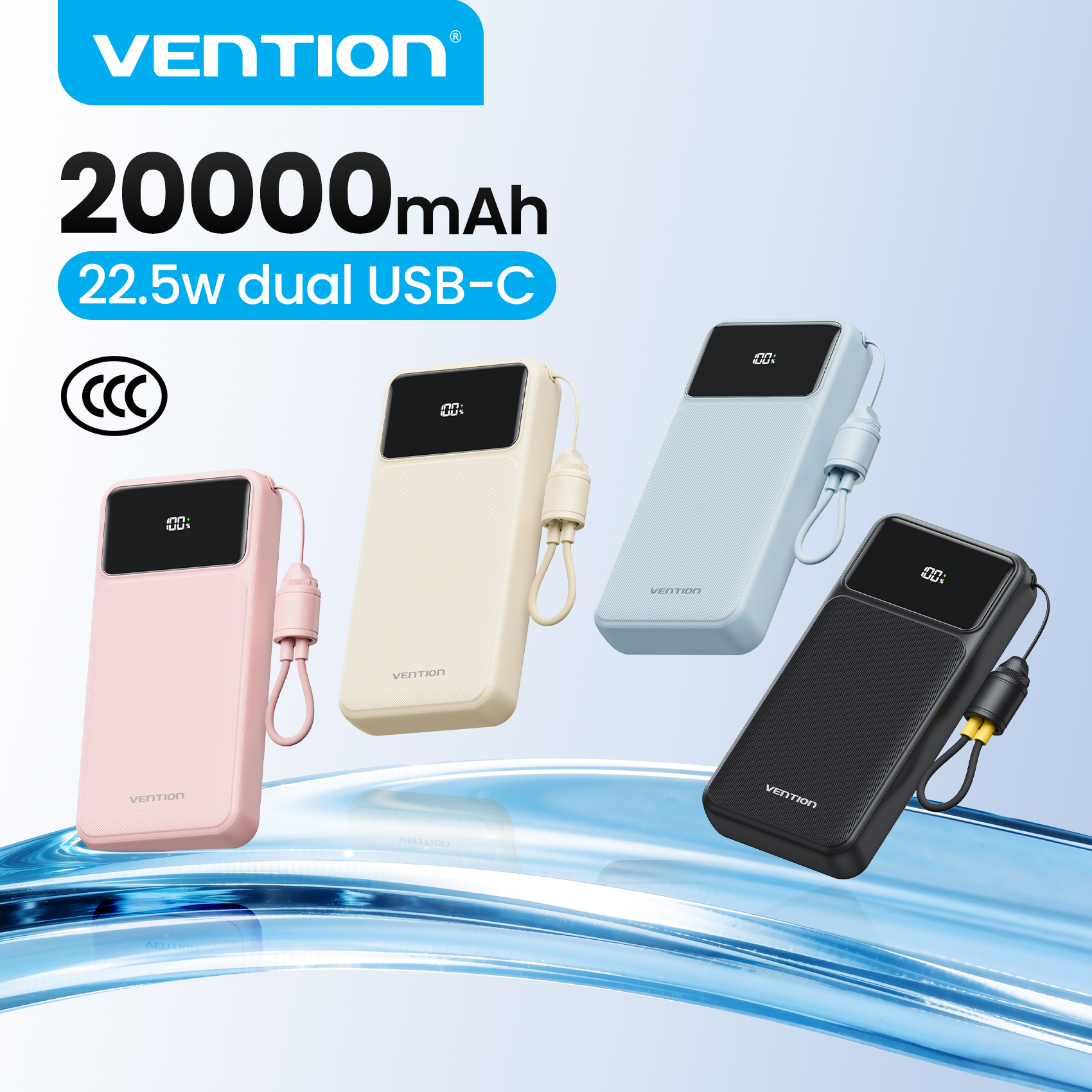 Vention CCC 20000mAh 22.5W パワーバンク ポータブル急速充電器 Xiaomi iPhone Samsung スペアバッテリー 3C 認定パワーバンク用