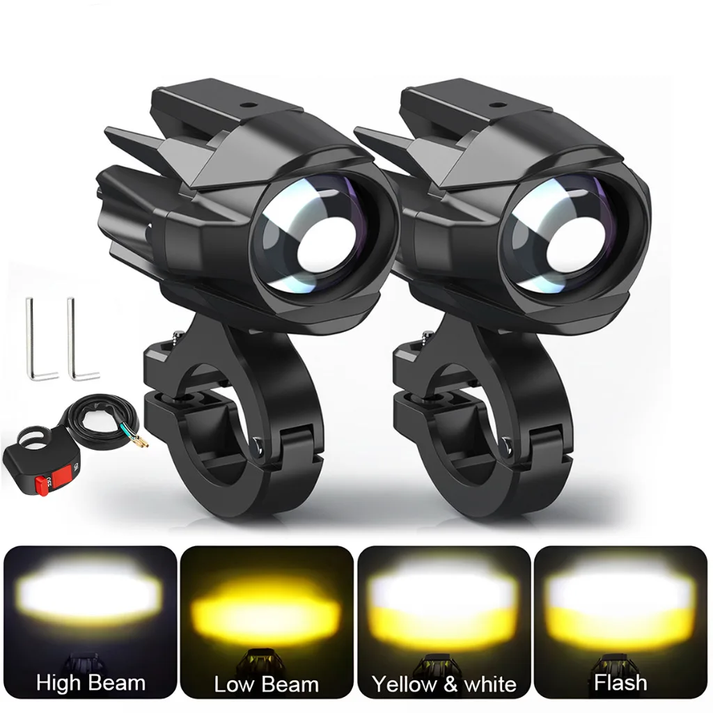 HAOLIDE LED オートバイヘッドライト 6000 K ホワイト補助 3500 k フォグライトストロボバイク運転車フォグスポットオフロード使用