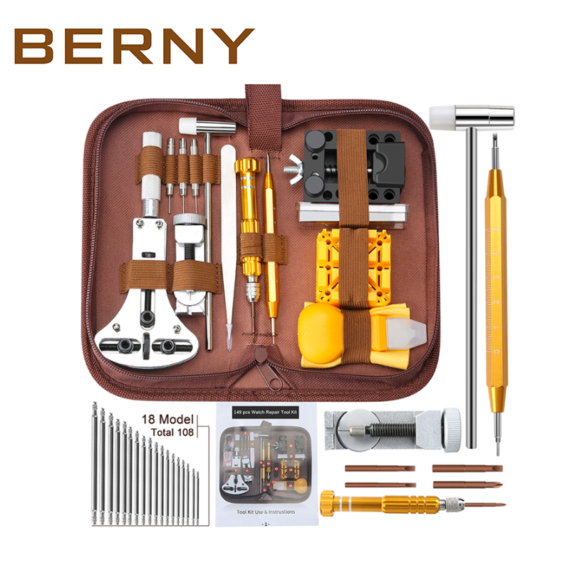 BERNY 時計修理ツールキット 時計リンクピンリムーバー ケースオープナー スプリングバーリムーバー 時計修理セット 溶解オープナー 149個