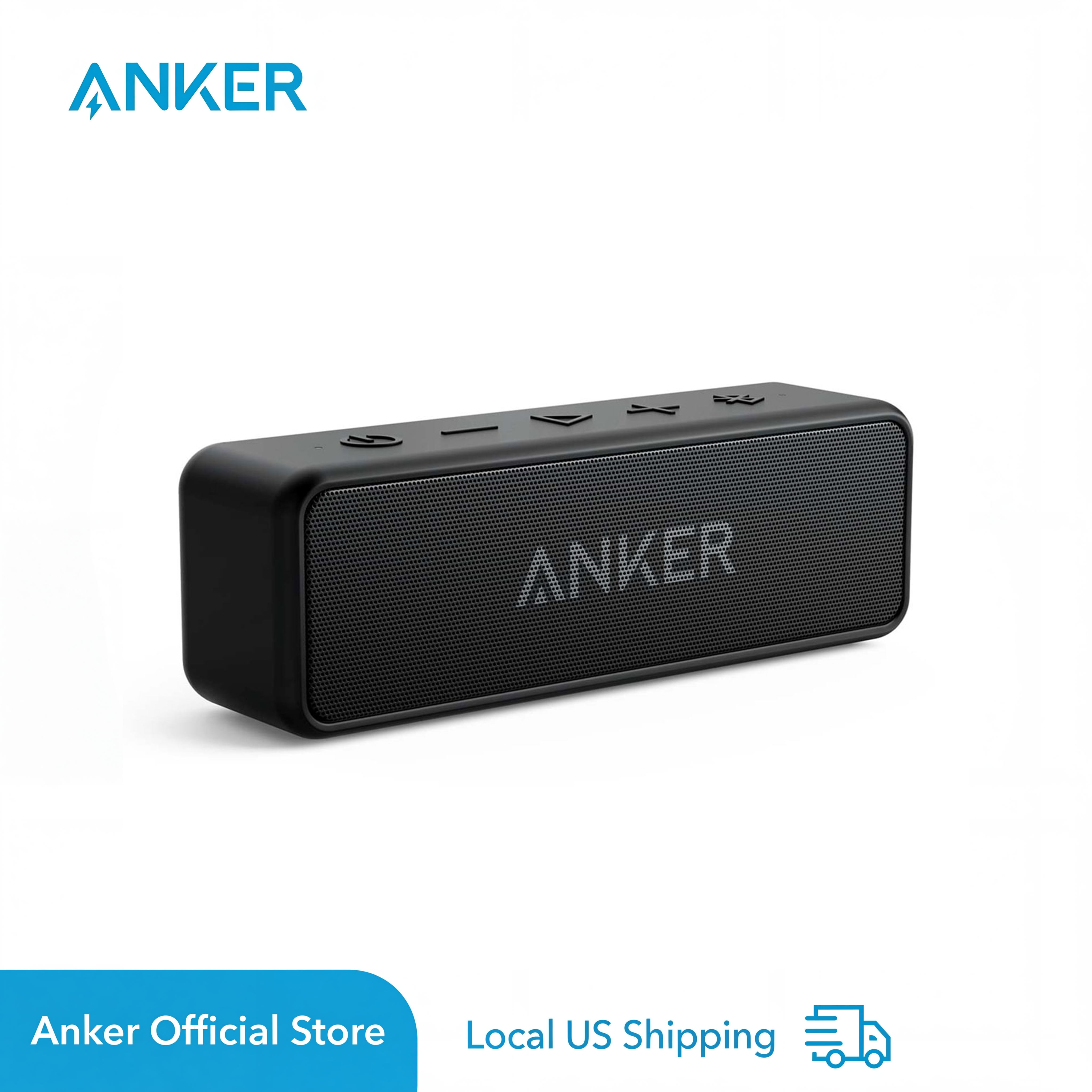 Anker Soundcore 2 ポータブル Bluetooth スピーカー、ステレオ サウンド、Bluetooth 5、IPX7 防水、24 時間再生 (整備済)