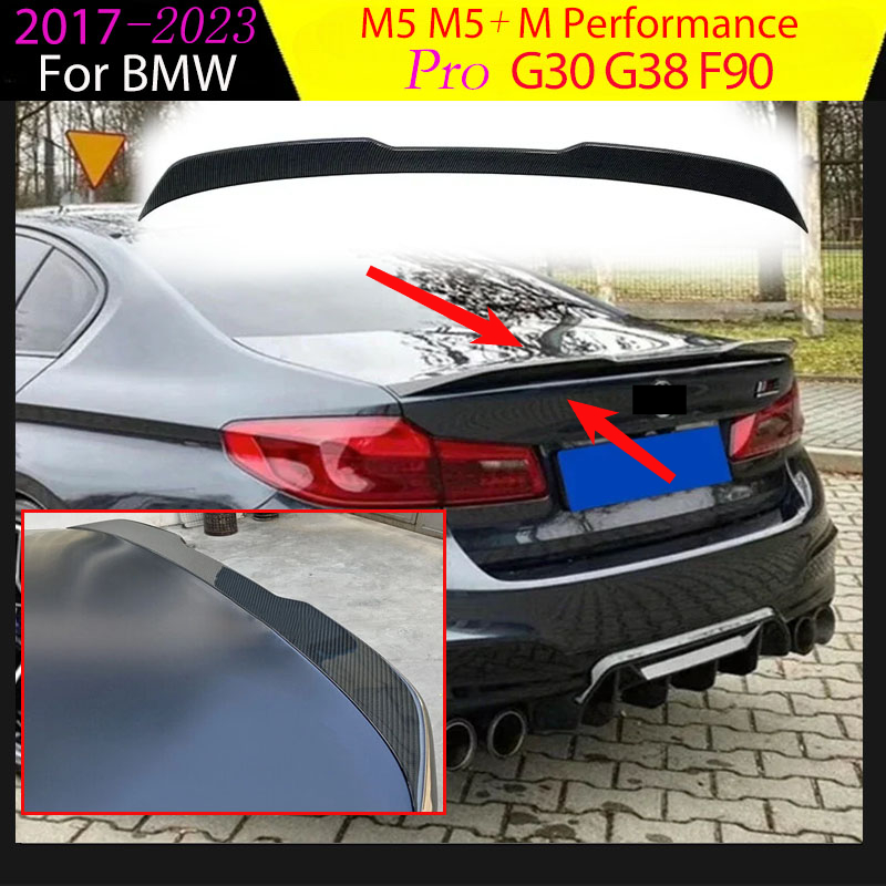 リアトランクルーフスポイラーリップウイング BMW G30 G38 F90 M5 M5 M パフォーマンスプロスタイル 2017-2023 プレートボディキットチューニング自動車部品