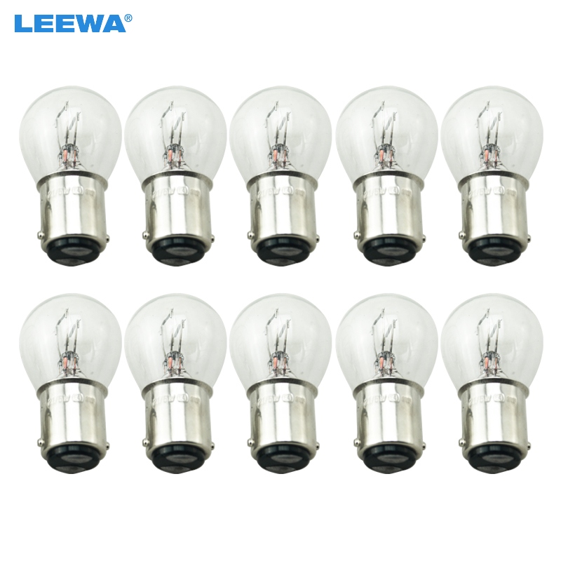 LEEWA 10 個 24V 1157 BA15D P21/5W S25 車のクリアガラスランプブレーキテール電球トラックバスインジケーターハロゲンランプ