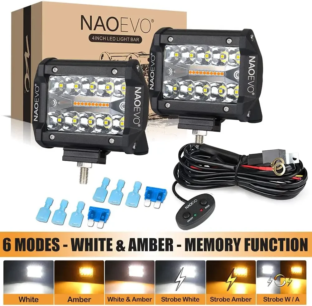 NAOEVO 4 × 4 オフロード LED ライトバーポッド 4 インチ 120 ワット 12 V 24 V 6 モード霧運転 LED ワークライト自動 ATV オートバイトラックジープ