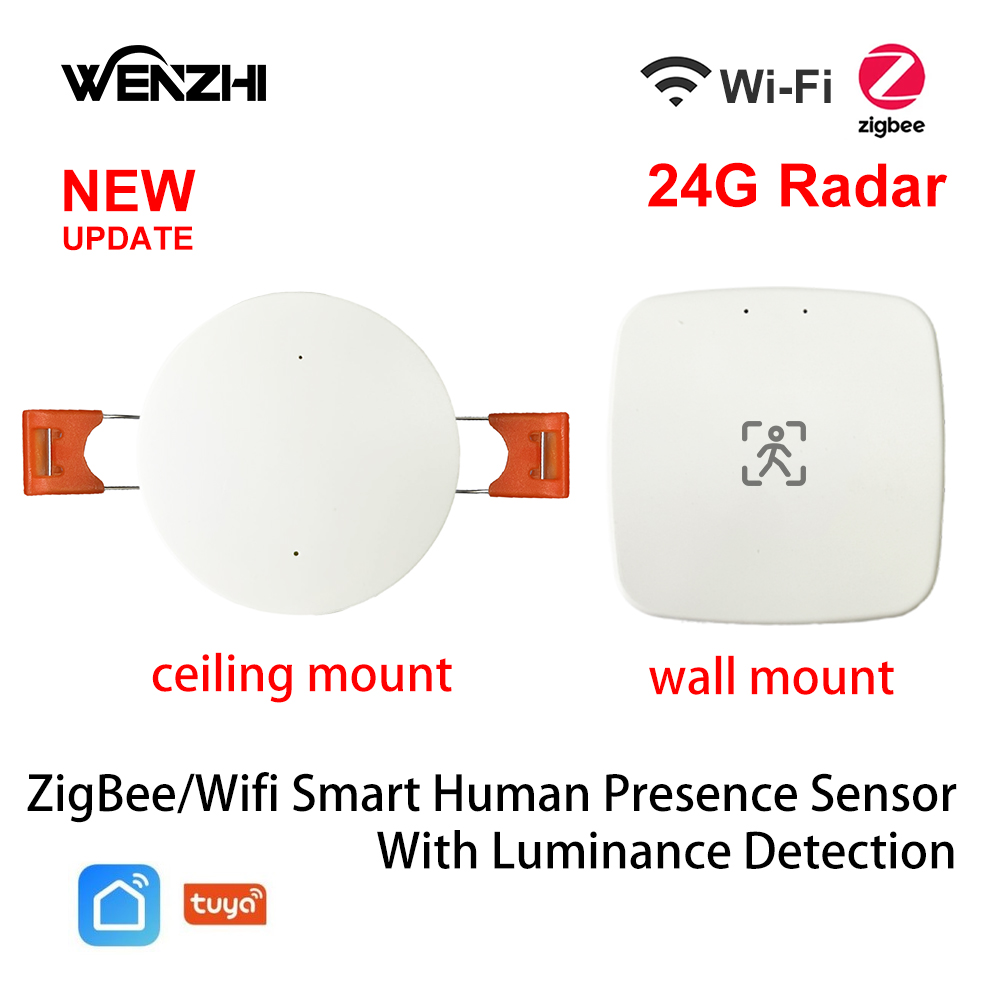 ZigBee Wifi 24 グラムミリ波レーダー人間存在モーションセンサー輝度/距離検出 5/110/220V Tuya スマートライフホーム DIY