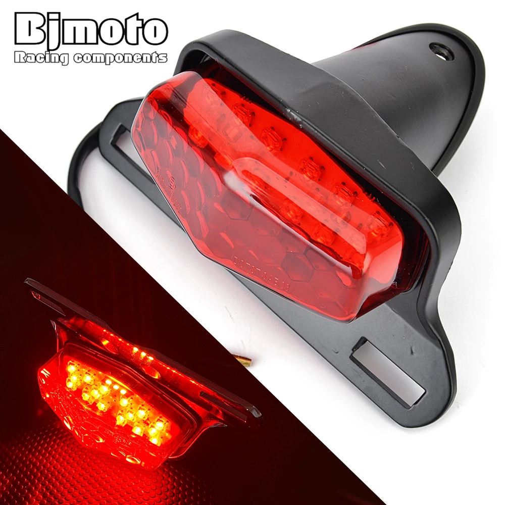 レトロオートバイ修正されたブレーキテールリアライトライセンスプレート LED ランプハーレーボバーチョッパーカスタムカフェレーサースクランブラー