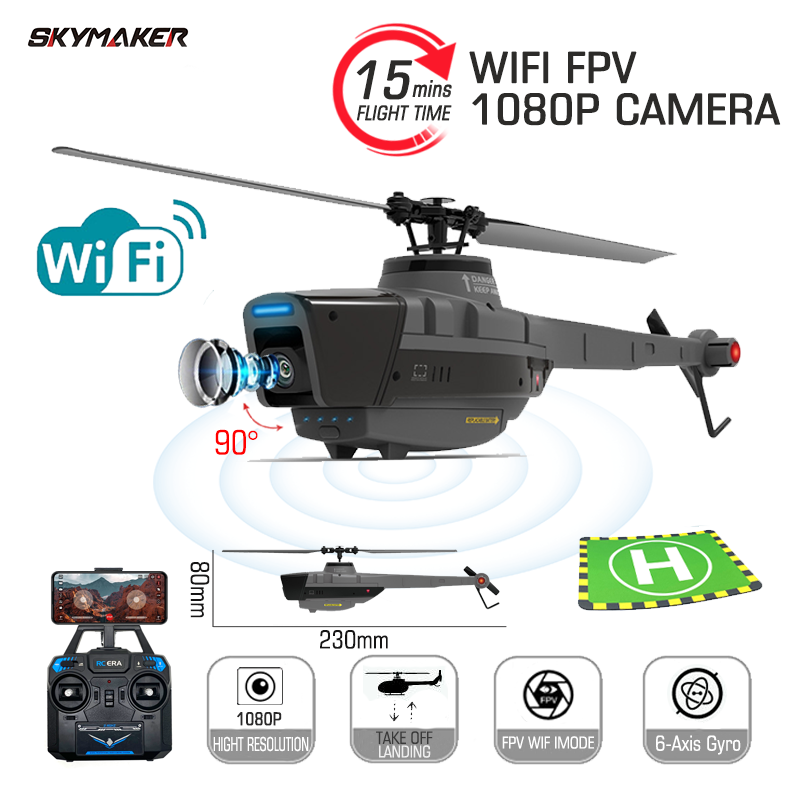 C128 RC ヘリコプター 2.4 グラム 6 グラムシステム 4CH リモコン 1080P カメラ Wifi FPV 6 軸セントリードローン RC ヘリコプターのおもちゃ大人用