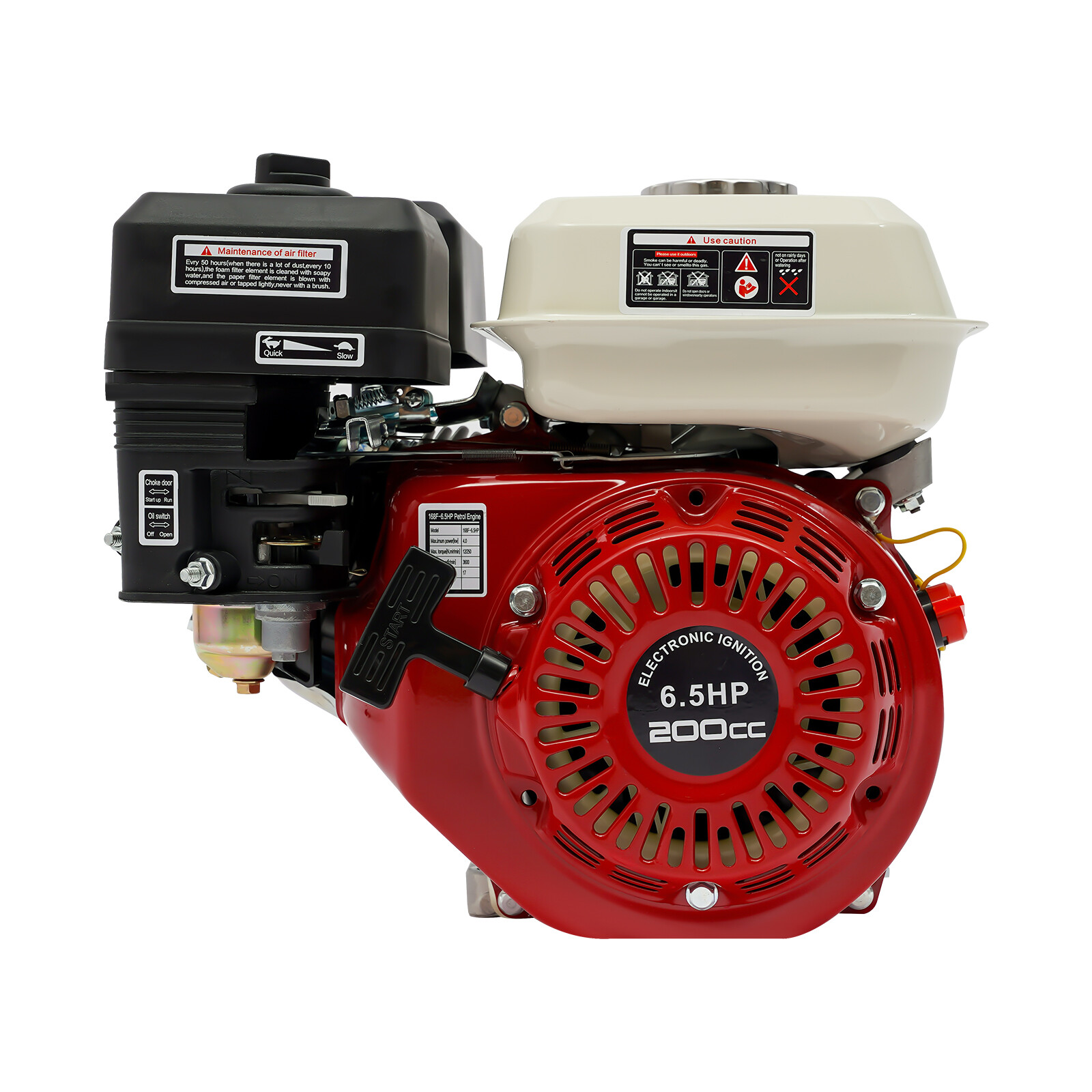 6.5HP 200cc ガソリンエンジン 4 ストローク 20mm シャフトプルスタート小型ガソリンモーター 3kW OHV 空冷