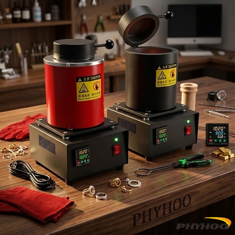 PHYHOO 電気溶解炉デジタル制御窯鋳造用ゴールドシルバー銅スクラップ製錬ジュエリー精製精製ツール
