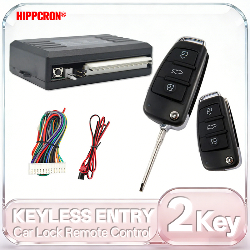 HIPPCRON 12V 車リモート中央ドアロックキーレスシステム中央ロック車警報中央キット 433Mhz 2 リモコン付き