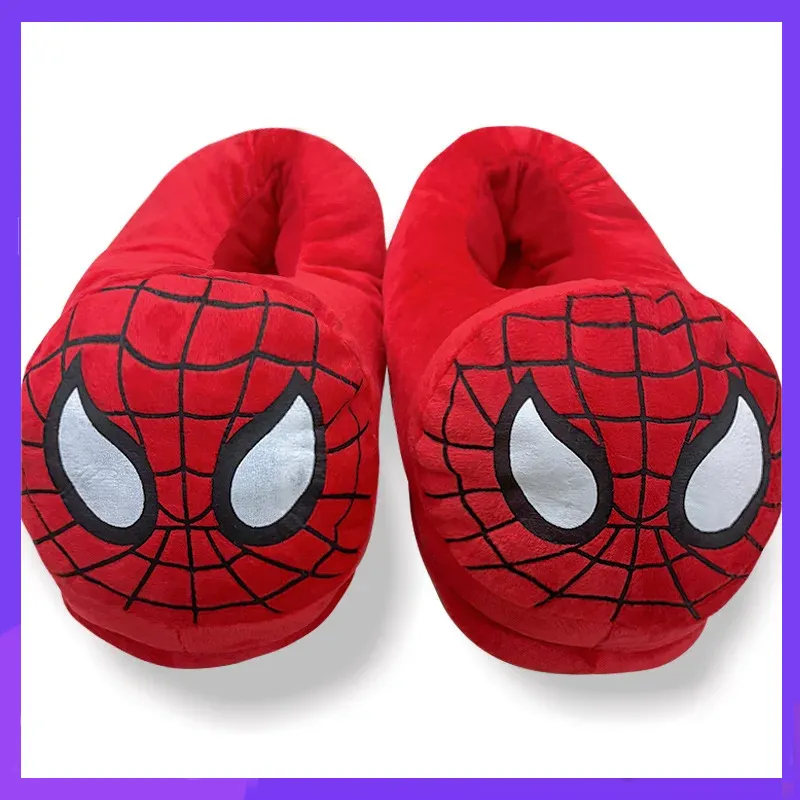 綿のスリッパ スパイダーマン漫画 カップルバッグと暖かい靴 メンズとレディースのオールインクルーシブぬいぐるみシューズ 家庭用暖かい暖かい