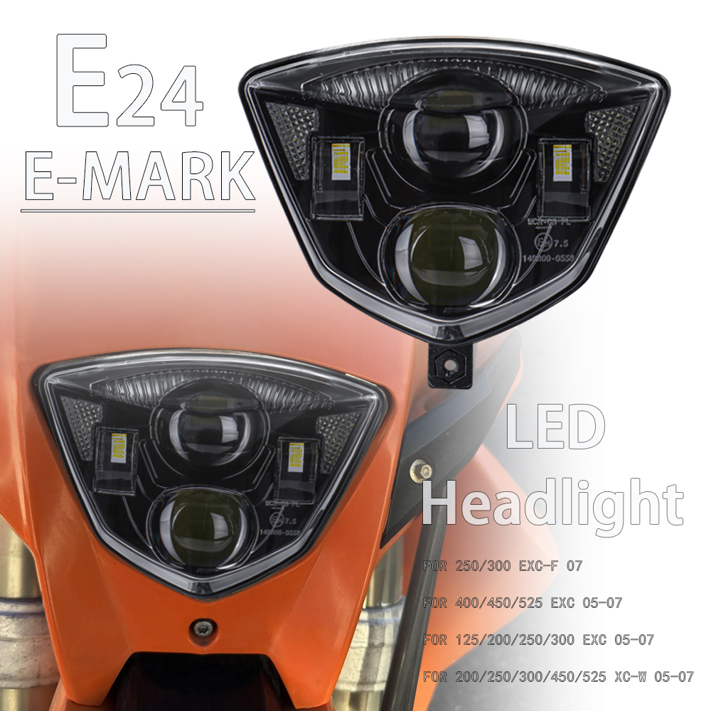 LED ヘッドライトヘッドランプ KTM EXC-G EXC-F EXC 125 200 250 300 400 450 525 XC-W XCF-W 2005 2006 2007 フリーライドオートバイライト