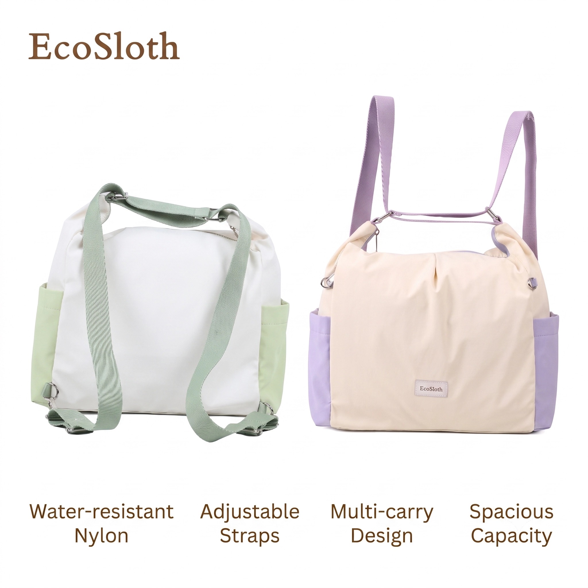 EcoSloth 大容量トートバッグ女性用防水日常通勤ショルダーバッグ 2 in 1 旅行バックパック