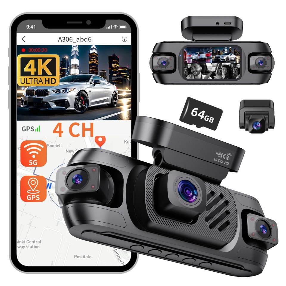 4チャンネル 2K 車用ダッシュカム フロント リア 左右 4ウェイ 360度録画 3インチ 大画面 セントリーモード 車 DVR オーディオ録音