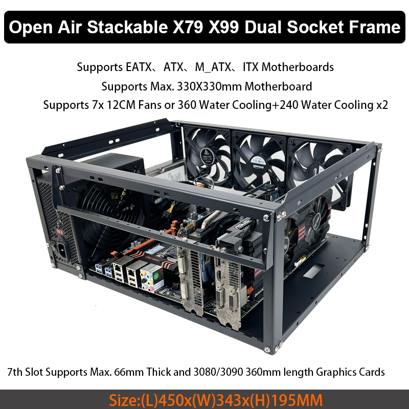 DIY コンピュータケース PC フレームスタッカブルラックオープンエアケースは 6 層にスタックされた ATX ITX Micro-ATX E-ATX X79 X99 マザーボードをサポートします