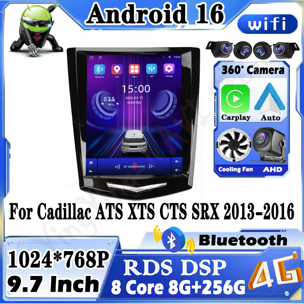 for Cadillac ATS XTS CTS SRX 2013-2016 IPS Touch Screen Android Intelligent System Wireless Carplay GPS Navigation 4G