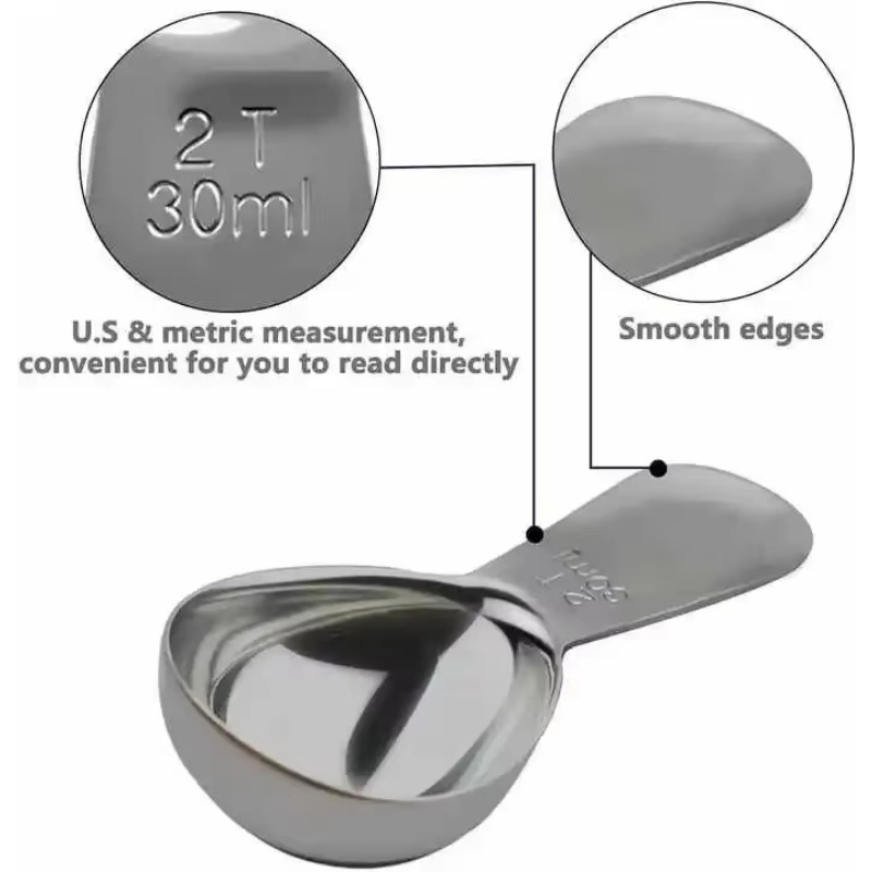 15ml&30ml Stainless Steel Coffee Spoons Coffee Measuring Scoop for Ground Beans Tea Sugar Delicate Home Barista Accessories