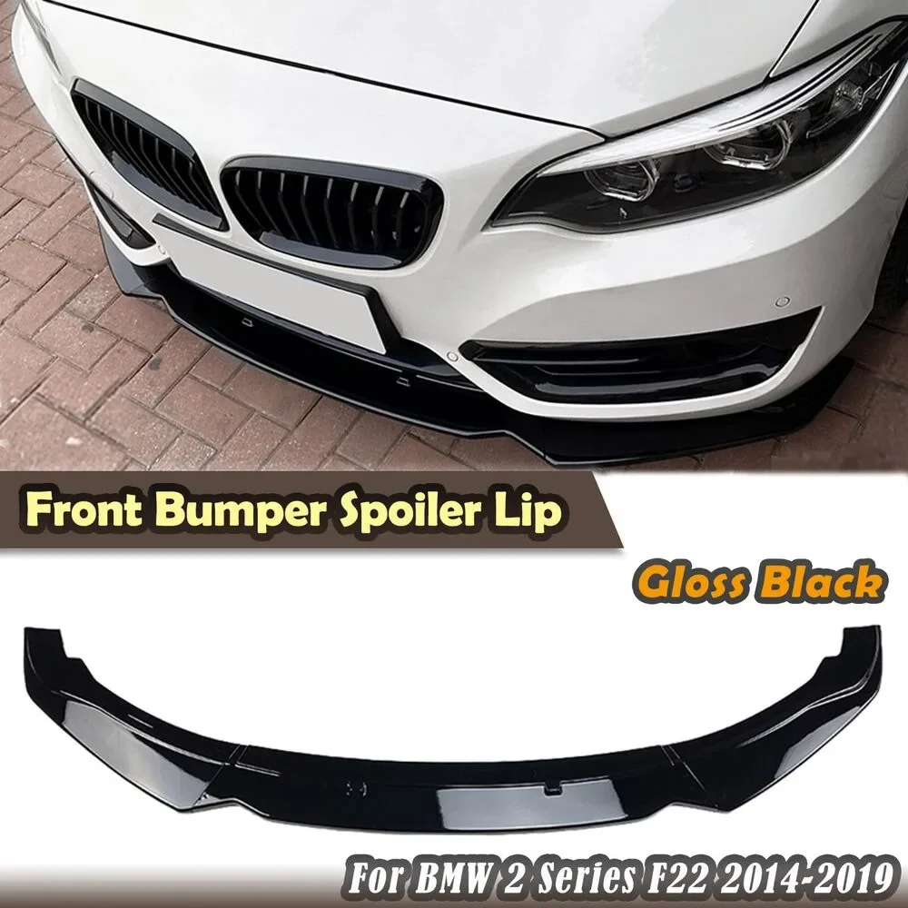1 個グロスブラック PP フロントバンパーリップスポイラー BMW 2 シリーズ F22 220i 225i 228i 2014-2019 フロントあごスプリッター