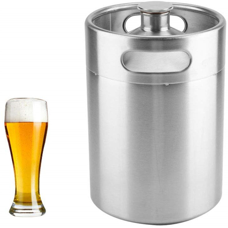 2L/3.6L/5L ビール樽ミニ樽スタイルグラウラーステンレス鋼ビール用品はビールダブルハンドルを保持ホームキャンプピクニック