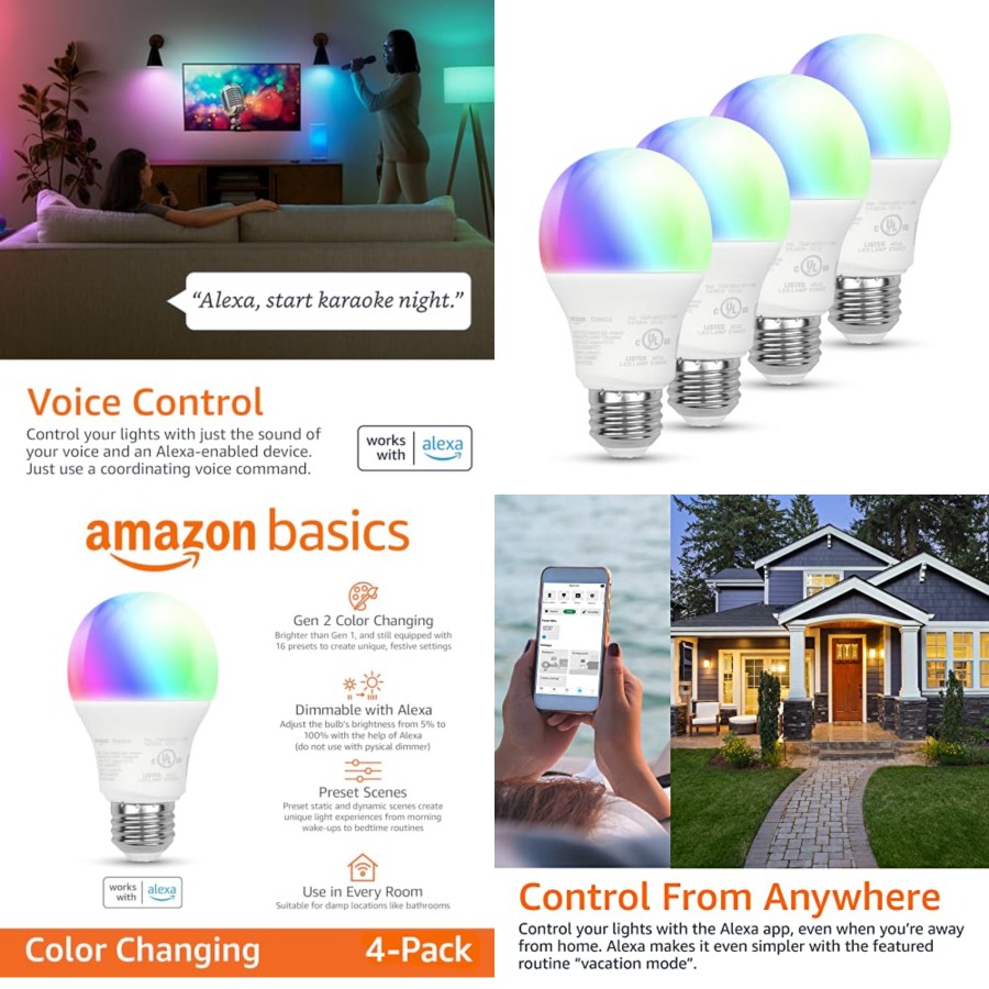 スマート A19 LED 電球、9W 60W 相当、800LM、Alexa のみで動作、2.4 GHz Wi-Fi、ハブ不要、省エネ
