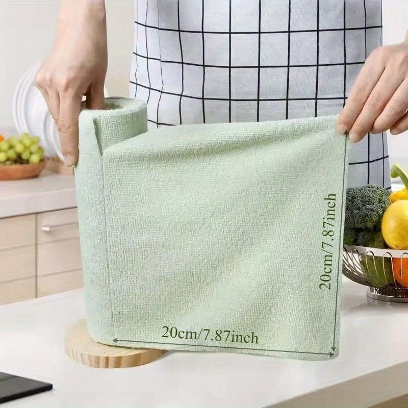 Wet & Dry Use Double-Sided Microfiber Dishcloth 20pcs/Roll, Durable Oil Stain Remover Cloth for Kitchen Utensils and Surfaces