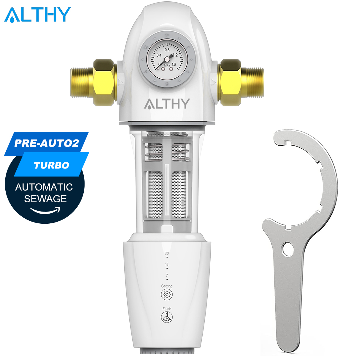 ALTHY PRE-AUTO2 自動フラッシング逆洗プレフィルター スピンダウン沈殿物水フィルター 中央家全体浄化システム