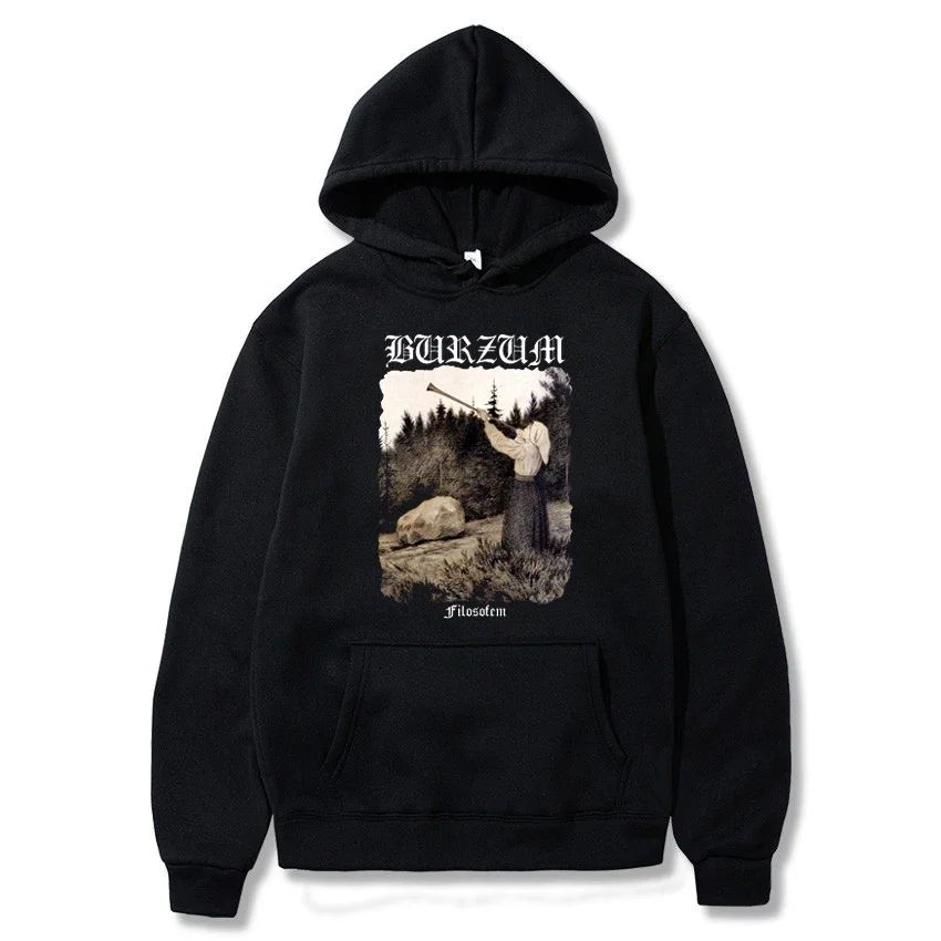 メタル音楽バンド Burzum パーカー Filosofem プリントコットントップ男性女性ファッションスウェットパーカープルオーバー服ユニセックス