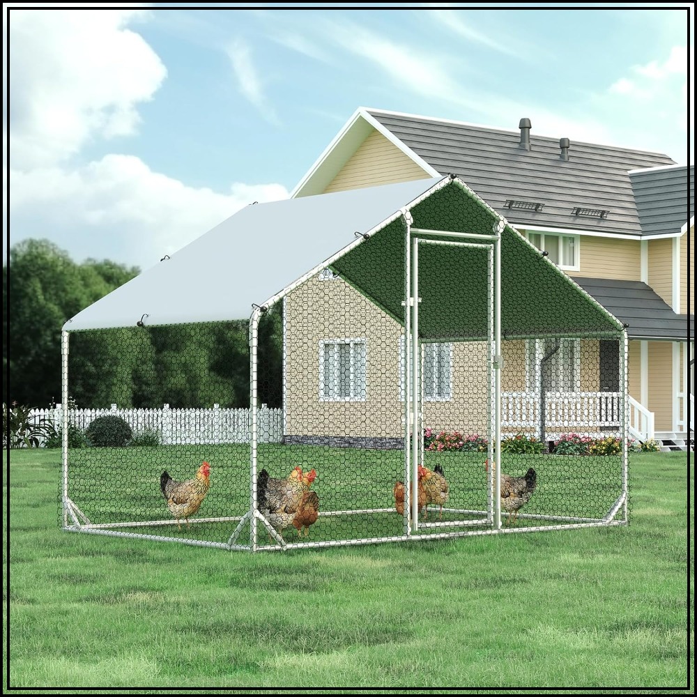 ウォークイン鶏小屋 9.8x6.6フィート、メタルヘンラン家禽ケージ、防水