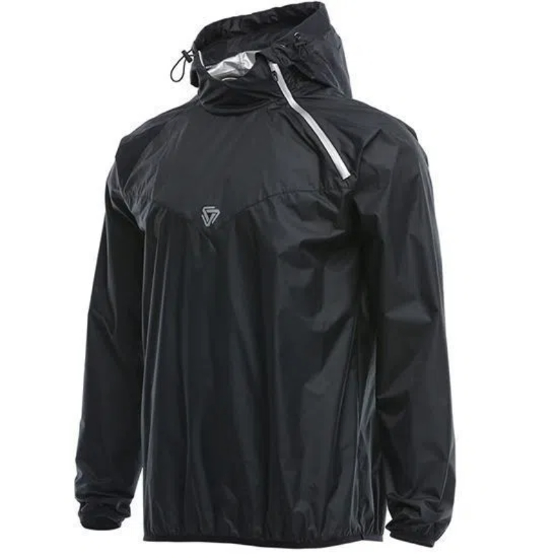 男 4XL プラスサイズ柔軟なサウナスーツメンズファッションセット減量服ランニングフード付き速乾性防水ジャケット