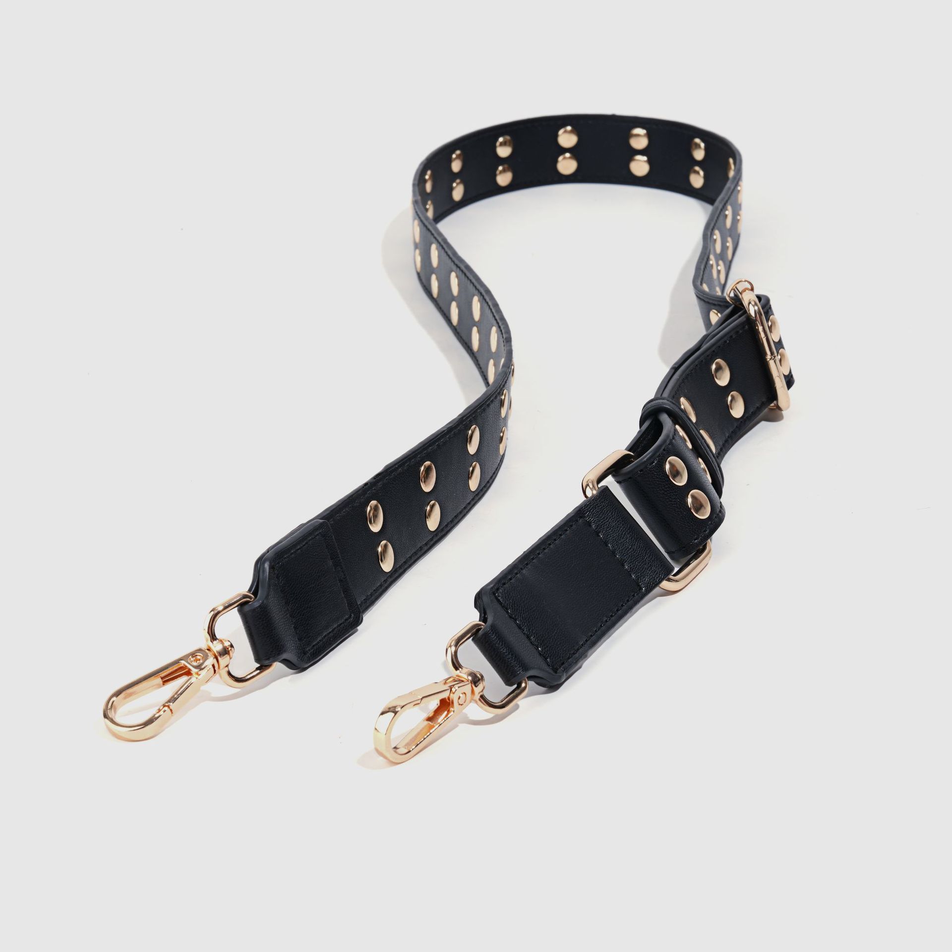 ファッションリベットショルダーバッグストラップ調節可能な女性バッグアクセサリー Pu レザーワイドストラップハンドルシンプルなハンドバッグストラップ