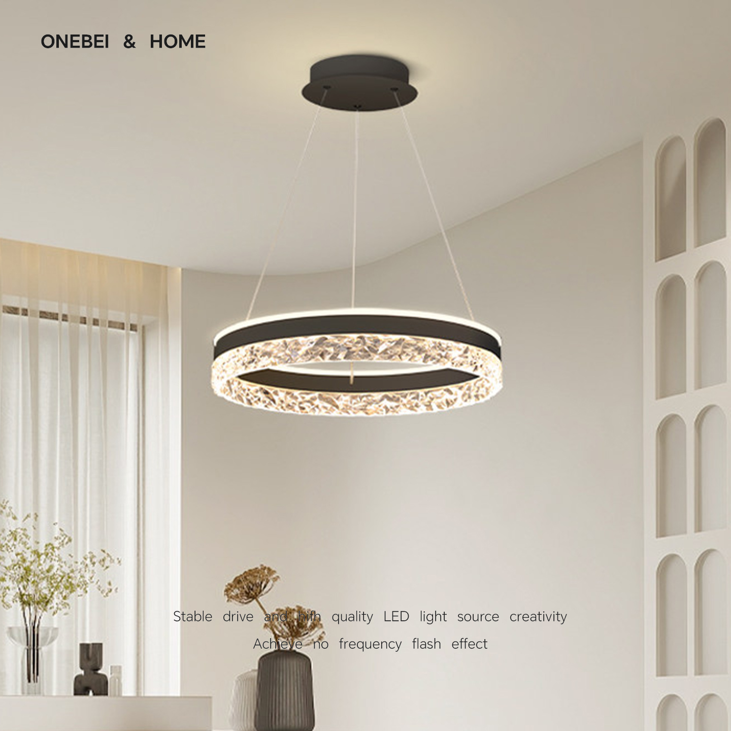 現代の LED シャンデリアリビングルームダイニングルーム寝室研究リング天井ペンダントランプ光沢ルーム装飾照明ランプ