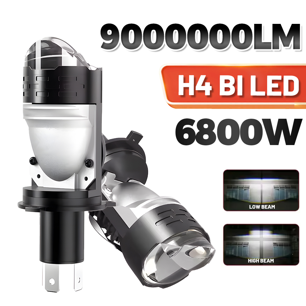 6800W H4 Bi LEDヘッドライト電球ミニプロジェクターレンズCanbus超高輝度9000000LM 6000Kハイ/ローライト車に適用