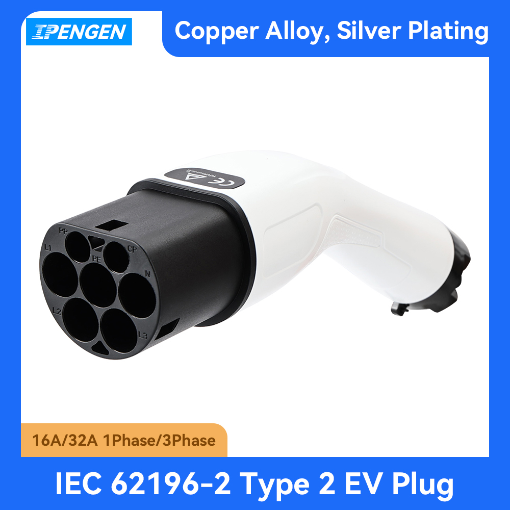 IPENGEN タイプ 2 EV オス EV 充電器プラグ EV 充電ステーションに接続 3 相 32A IEC 62196-2 EV 充電器コネクタ