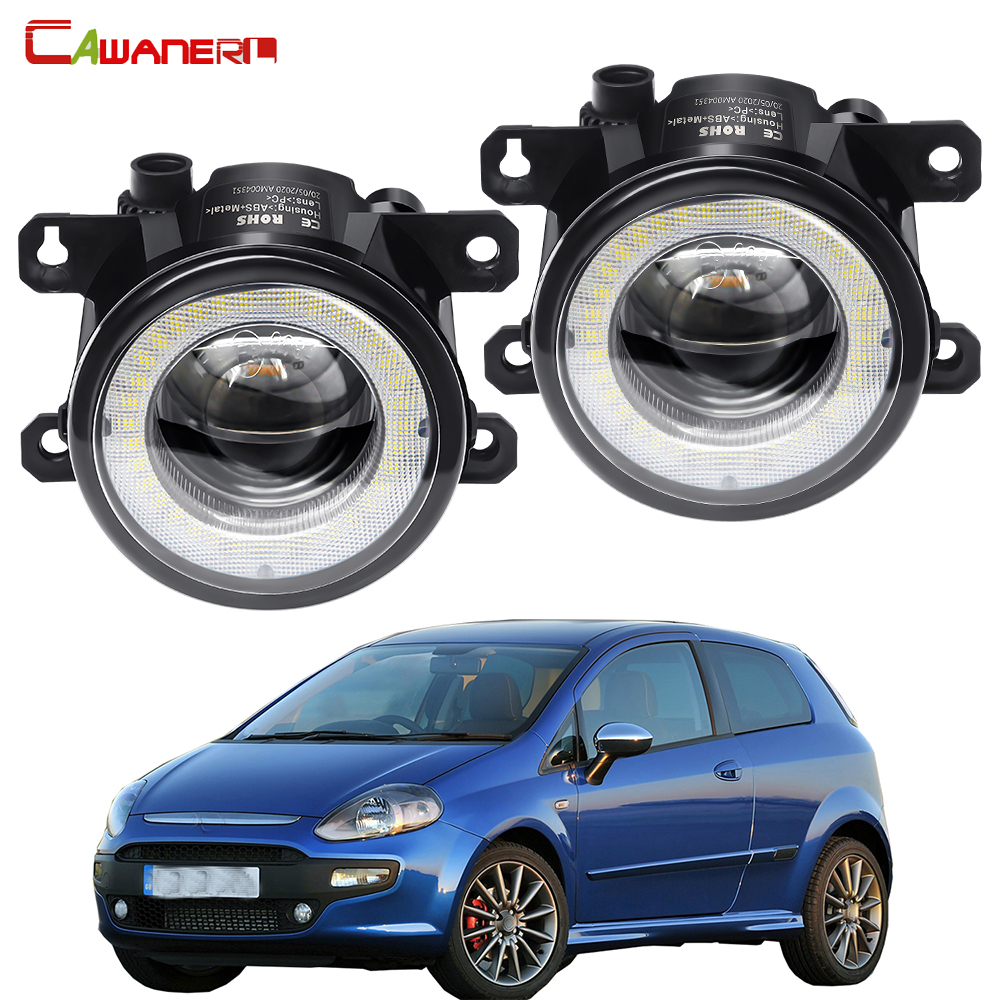 2 × 車左右 LED フォグライトアセンブリエンジェルアイデイタイムランニングライト DRL 30 ワット 8000LM 12V フィアット プント Evo 2009-2012