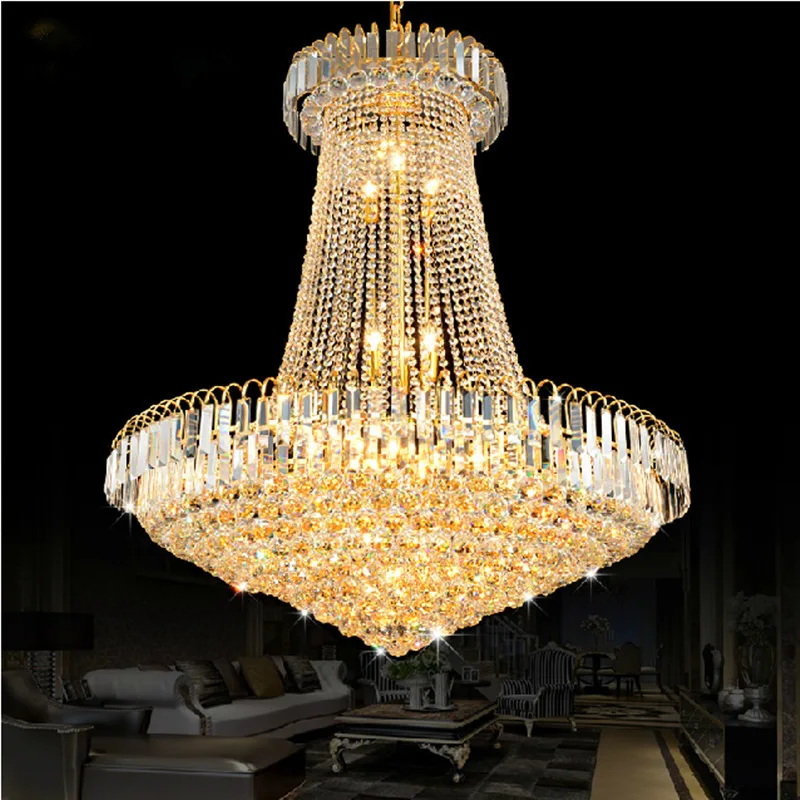 高級ゴールデンクリスタルシャンデリアライト階段ライト LED フラッシュシャンデリア Lustres de Cristais 光沢クリスタル直径 40 60 80 センチメートル