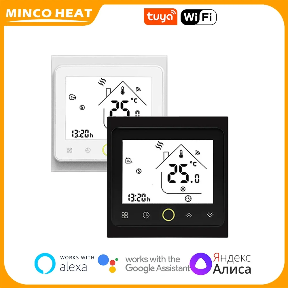 Minco Heat 新しい 24V/95 〜 240V プログラム可能および音声制御床暖房/給湯/ガスボイラースマート Tuya サーモスタット