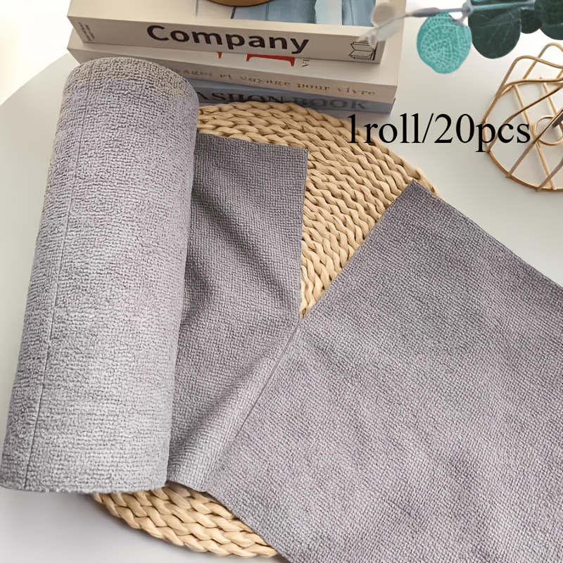20 Sheets/Roll Double-Sided Microfiber Dishcloth, Super Absorbent Lint Free Multi-Functional Kitchen Cloth, Ideal for Utensils,