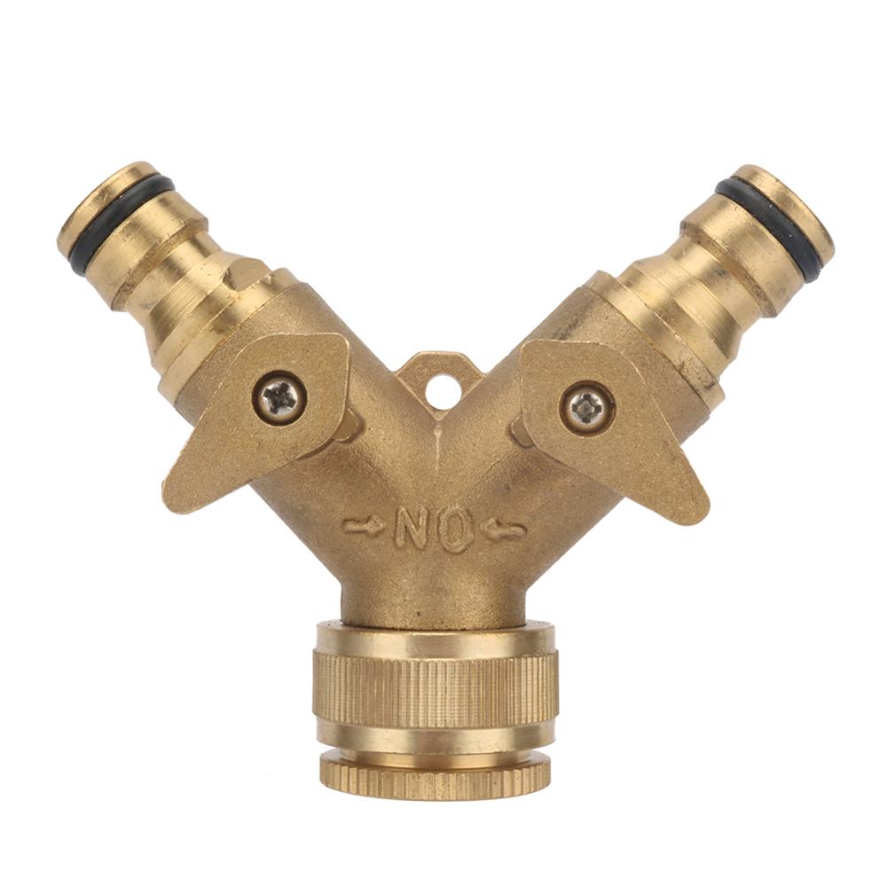 Brass 1/2" to 3/4" Female Thread Y Shape Ball Valve Two Way Water Splitter Garden Tap Quick Connector Irrigation Valve 1Pc