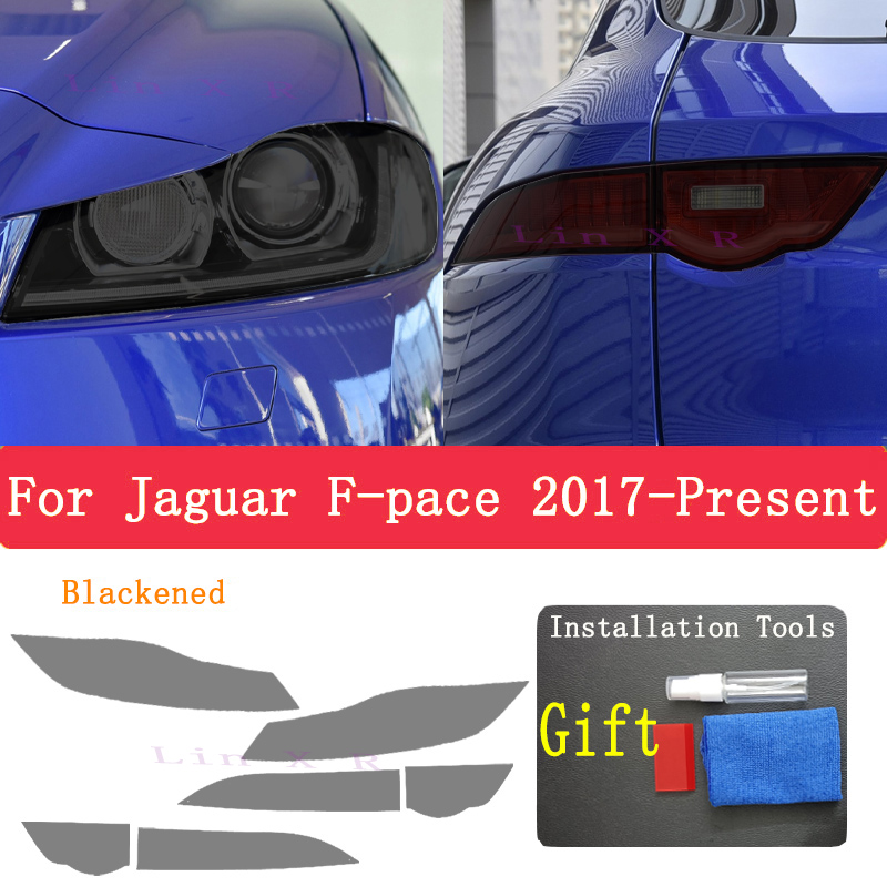 ジャガー F ペース X761 2017 リアヘッドランプカースタイリングステッカーヘッドランプ TPU スモークブラックテールライトプロテクターフィルムアクセサリー