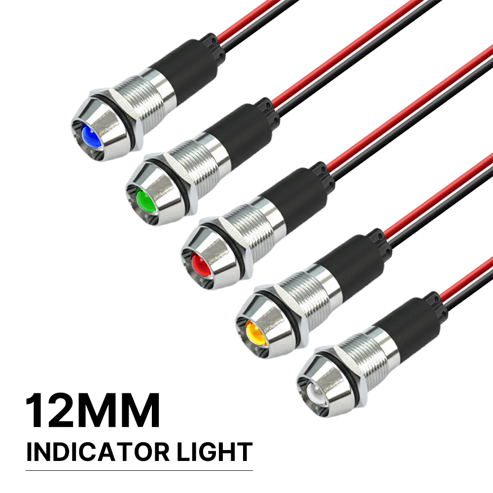 FILN 5/25 個 12 ミリメートル IP67 防水ダッシュボードパイロットライト金属警告インジケータランプ 12V-24V 車のマリン LED 信号灯