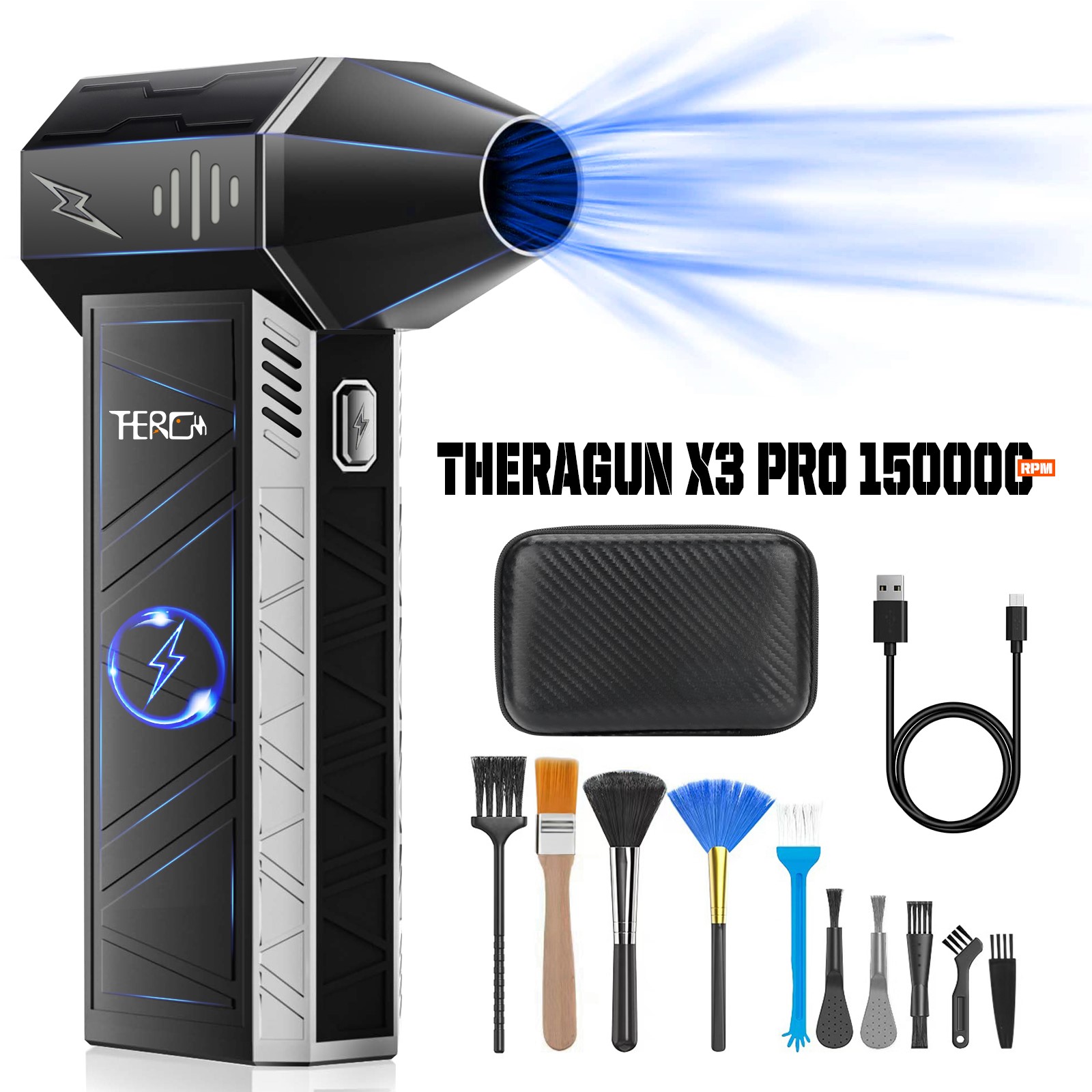 X3PRO ミニハンドヘルドターボファンジェット-150000RPM 強力な圧縮空気ダスターカードライヤー/PC/家庭用産業ダクトブロワー用