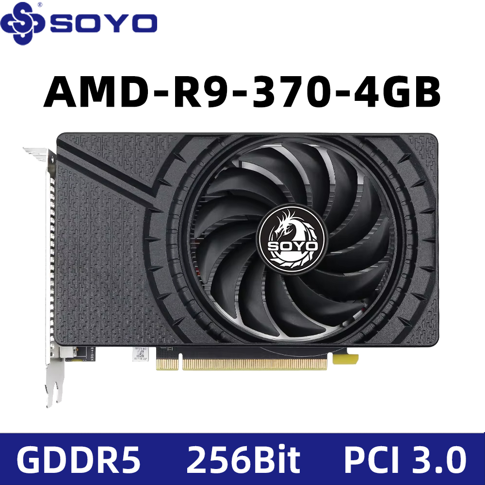 SOYO AMD Radeon R9 370 4G Graphics Card GDDR5 Video Memory 256Bit Gaming Card PCIE3.0x16 DP DVI for Desktop Computer Host