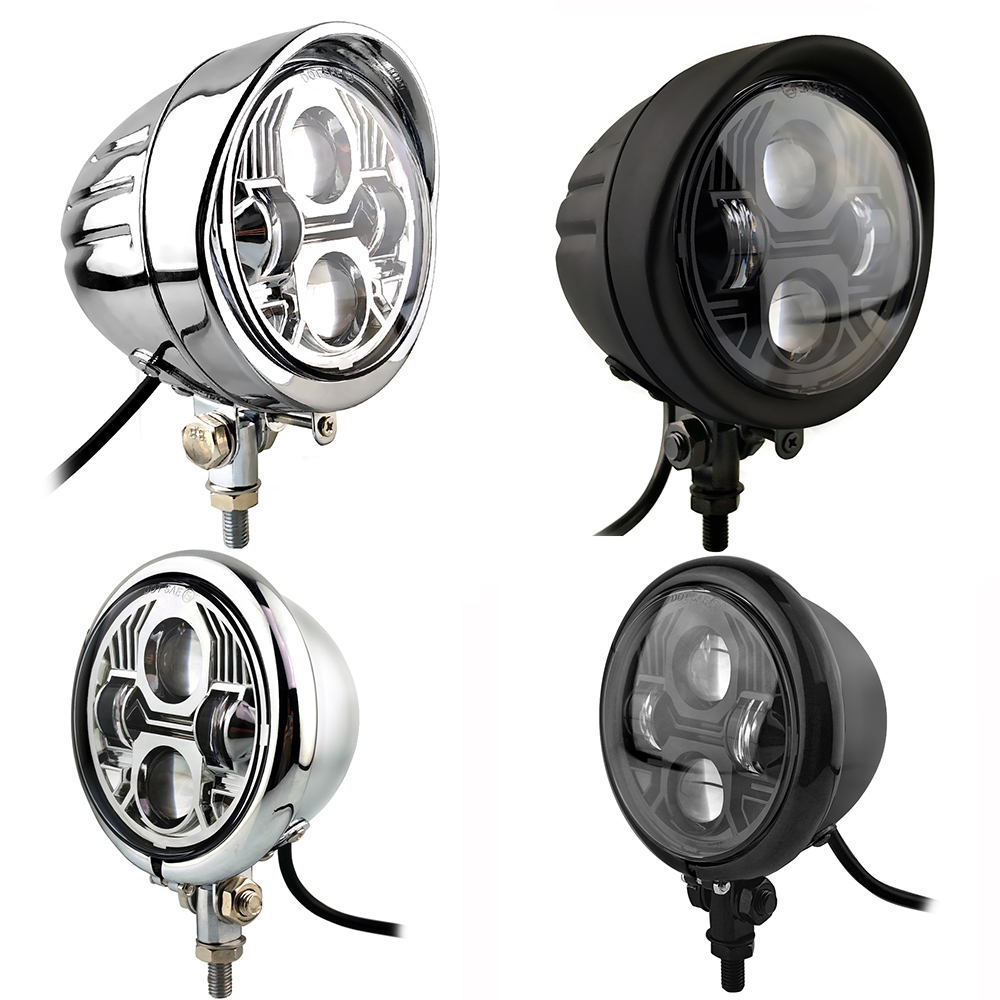 LED オートバイカスタムヴィンテージ 4.5 "LED ヘッドライトスポットランプ照明ハーレーソフテイルチョッパーボバー