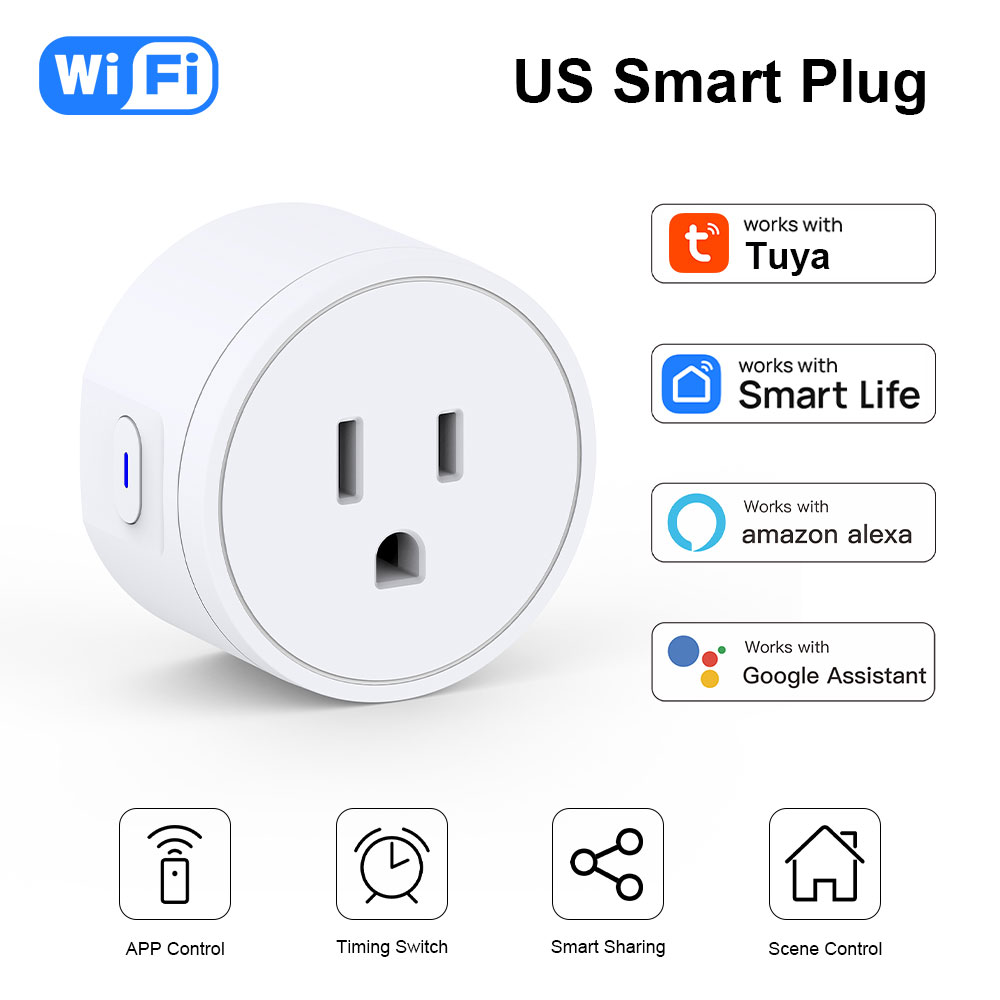 Tuya スマート Wifi プラグ米国標準ワイヤレスコンセントリモコンスマート家電は Alexa Google ホームで動作します