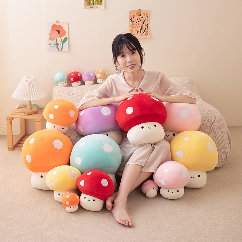 キノコぬいぐるみかわいいキノコぬいぐるみぬいぐるみ植物かわいい柔らかい枕家の装飾子供のギフト赤/ピンク/ブルーキノコ人形