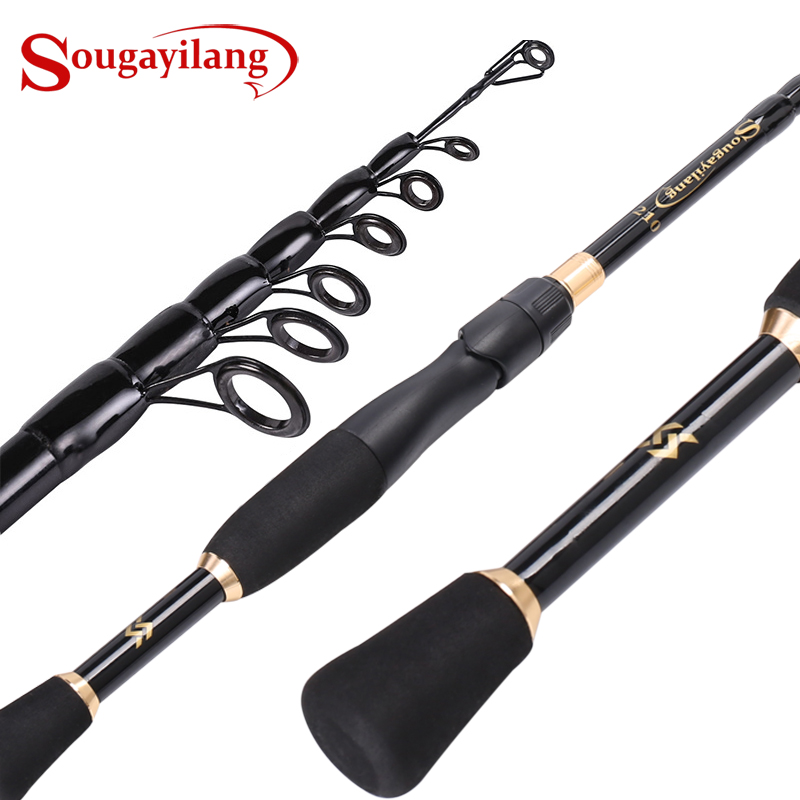 Sougayilang 伸縮釣竿超軽量スピニング釣竿炭素繊維素材 1.8-2.4 メートル釣竿タックル