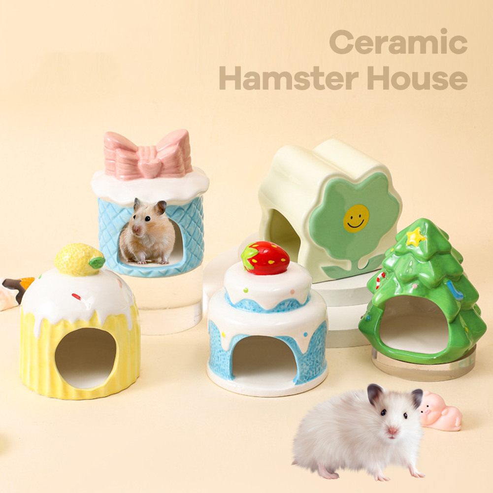 素敵な陶器ハムスターハウスペットベッド隠れ家小屋ハムスタースナネズミハウス夏用睡眠ベッド小型ペット冷却小屋ハウス
